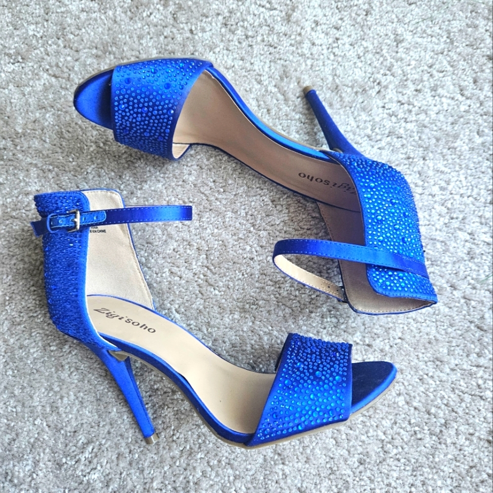 Zigi Soho Womens Elegant Blue Rhinestone High Heels